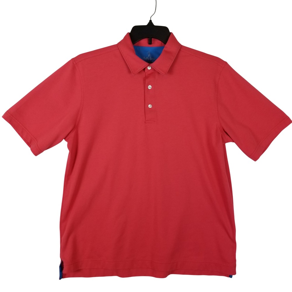 Bobby Jones Performance‎ Polo Shirt Mens Large Coral Red Pima Cotton Blend Golf